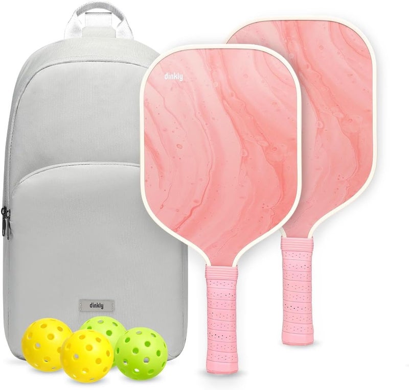 Dinkly Pickleball Paddles Set of 2/4- USAPA Approved Graphite/Fiberglass Pickleball Racket, 2 Pickleball Rackets, 4 Balls and 1 Portable Carry Bag, Aesthetic Pickle Ball Set for Men Women Beginners - Image 1